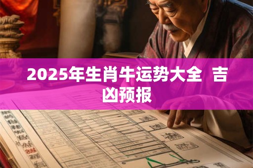 2025年生肖牛运势大全  吉凶预报