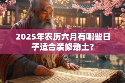 2025年农历六月有哪些日子适合装修动土？