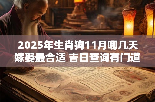 2025年生肖狗11月哪几天嫁娶最合适 吉日查询有门道 2025年生肖狗11月哪几天嫁娶最合适 吉日查询有门道