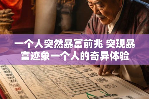 一个人突然暴富前兆 突现暴富迹象一个人的奇异体验