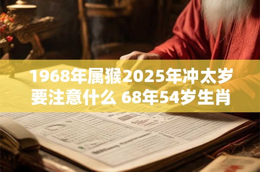 1968年属猴2025年冲太岁要注意什么 68年54岁生肖猴逢虎年运势如何