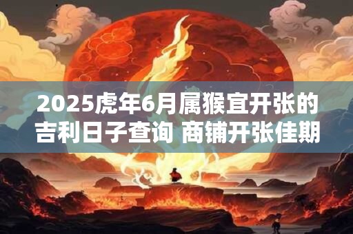 2025虎年6月属猴宜开张的吉利日子查询 商铺开张佳期 2025虎年6月属猴宜开张的吉利日子查询 商铺开张佳期