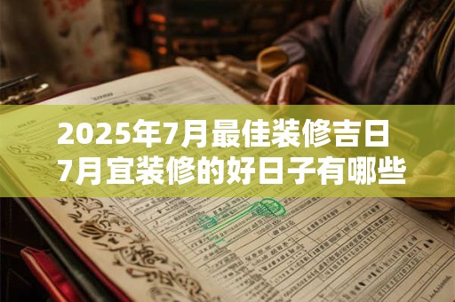 2025年7月最佳装修吉日  7月宜装修的好日子有哪些