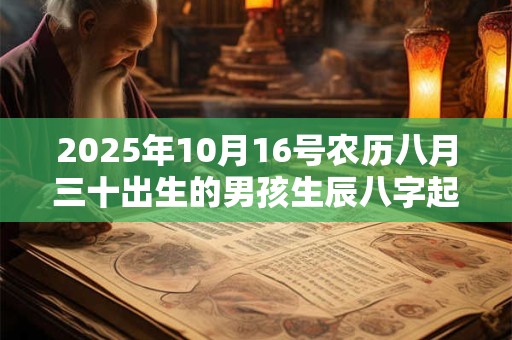 2025年10月16号农历八月三十出生的男孩生辰八字起名