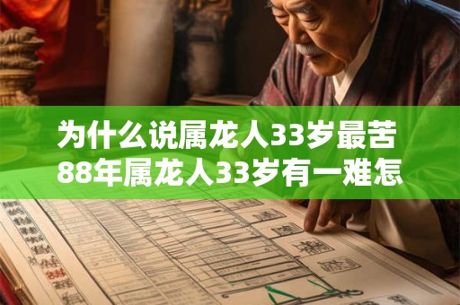 为什么说属龙人33岁最苦 88年属龙人33岁有一难怎么破2025