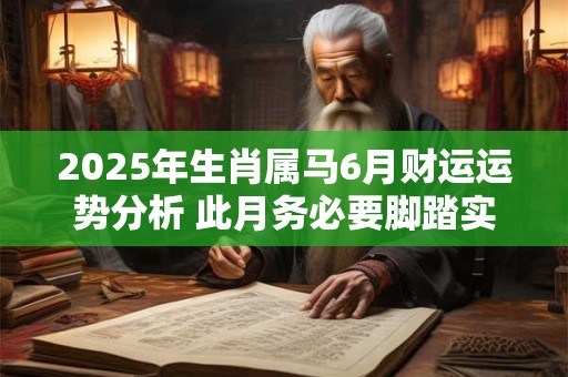 2025年生肖属马6月财运运势分析 此月务必要脚踏实地赚钱 2025年生肖属马6月财运运势分析 此月务必要脚踏实地赚钱