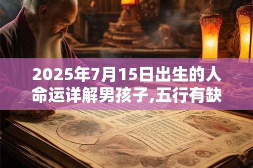 2026年7月15日出生的人命运详解男孩子,五行有缺失吗