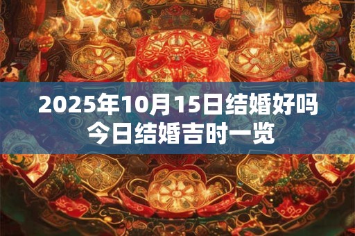2025年10月15日结婚好吗 今日结婚吉时一览