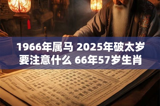 1966年属马 2025年破太岁要注意什么 66年57岁生肖马逢兔年运势如何