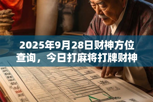 2025年9月28日财神方位查询，今日打麻将打牌财神方位