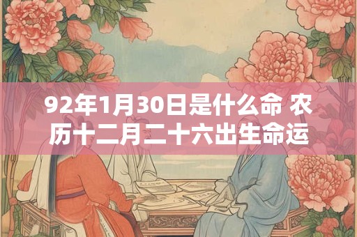 92年1月30日是什么命 农历十二月二十六出生命运