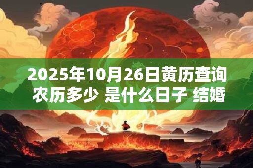 2025年10月26日黄历查询 农历多少 是什么日子 结婚吉时