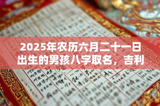 2025年农历六月二十一日出生的男孩八字取名，吉利的男孩名字