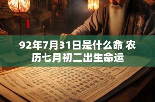 92年7月31日是什么命 农历七月初二出生命运