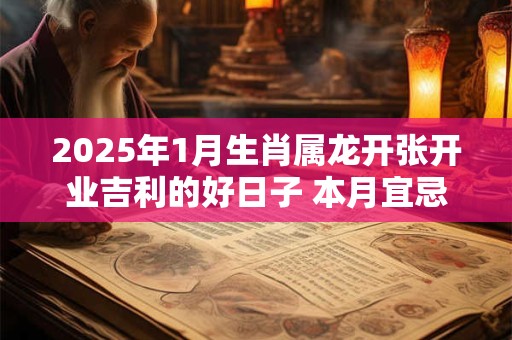 2025年1月生肖属龙开张开业吉利的好日子 本月宜忌分析