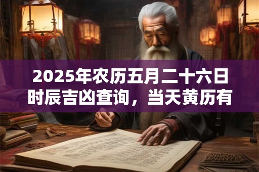2025年农历五月二十六日时辰吉凶查询，当天黄历有什么宜忌