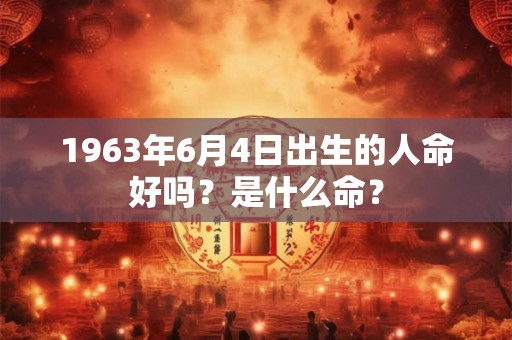 1963年6月4日出生的人命好吗？是什么命？