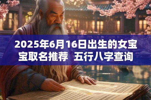 2025年6月16日出生的女宝宝取名推荐  五行八字查询