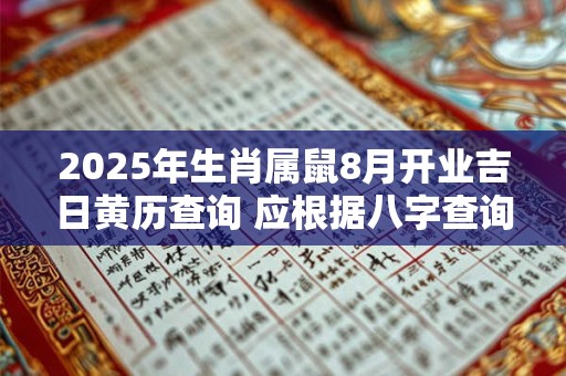 2025年生肖属鼠8月开业吉日黄历查询 应根据八字查询