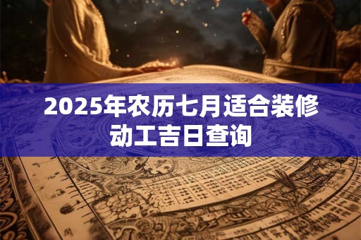 2026年农历七月适合装修动工吉日查询