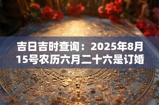 吉日吉时查询：2025年8月15号农历六月二十六是订婚吉日吗