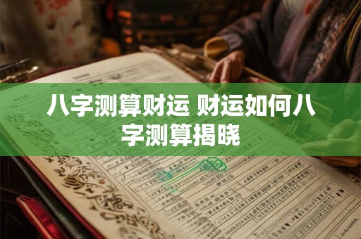 八字测算财运 财运如何八字测算揭晓
