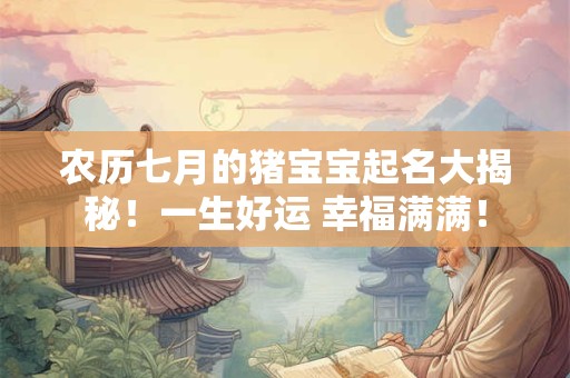 农历七月的猪宝宝起名大揭秘！一生好运 幸福满满！