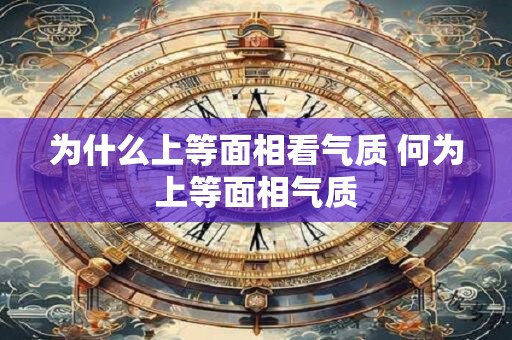 为什么上等面相看气质 何为上等面相气质