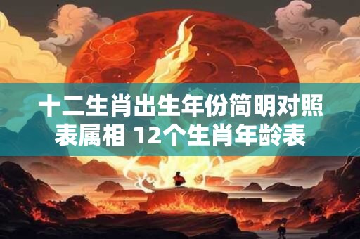 十二生肖出生年份简明对照表属相 12个生肖年龄表