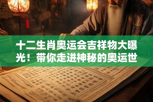 十二生肖奥运会吉祥物大曝光！带你走进神秘的奥运世界！