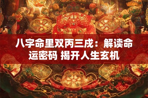 八字命里双丙三戍:解读命运密码 揭开人生玄机 八字命里双丙三戍:解读命运密码 揭开人生玄机
