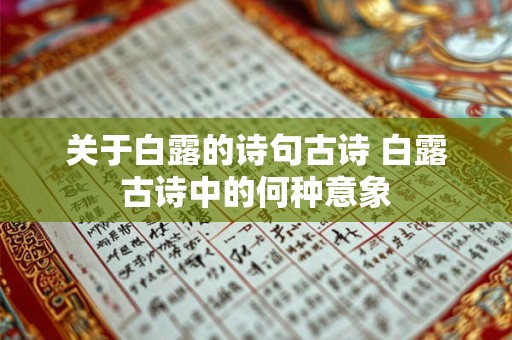 关于白露的诗句古诗 白露古诗中的何种意象