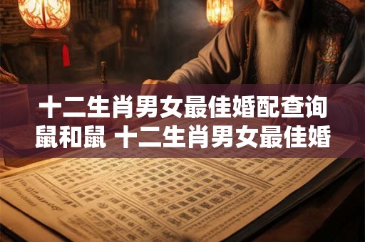 十二生肖男女最佳婚配查询鼠和鼠 十二生肖男女最佳婚配查询