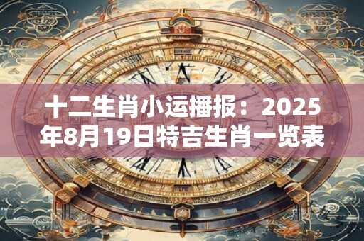 十二生肖小运播报：2025年8月19日特吉生肖一览表