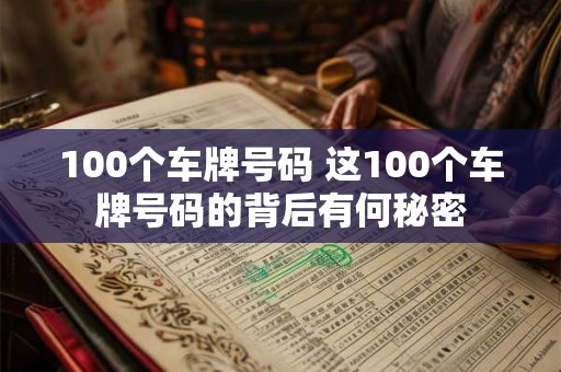 100个车牌号码 这100个车牌号码的背后有何秘密 100个车牌号码 这100个车牌号码的背后有何秘密