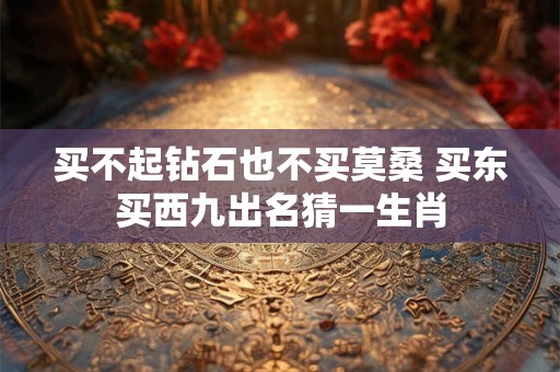 买不起钻石也不买莫桑 买东买西九出名猜一生肖
