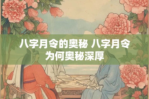 八字月令的奥秘 八字月令为何奥秘深厚