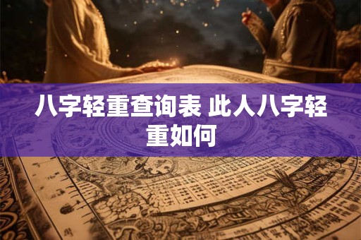 八字轻重查询表 此人八字轻重如何