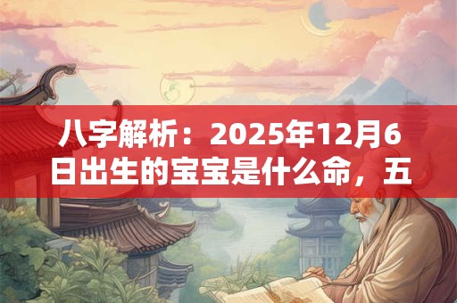 八字解析：2026年12月6日出生的宝宝是什么命，五行缺什么