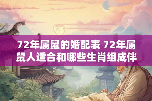 72年属鼠的婚配表 72年属鼠人适合和哪些生肖组成伴侣关系 72年属鼠的婚配表 72年属鼠人适合和哪些生肖组成伴侣关系