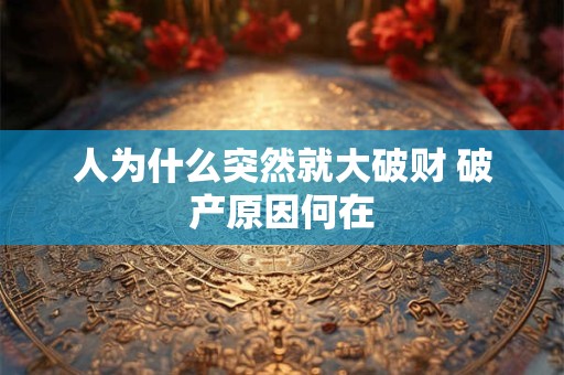 人为什么突然就大破财 破产原因何在