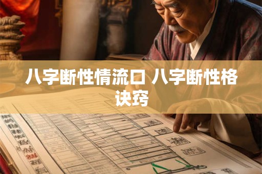 八字断性情流口 八字断性格诀窍