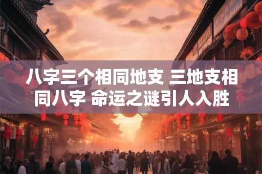 八字三个相同地支 三地支相同八字 命运之谜引人入胜 八字三个相同地支 三地支相同八字 命运之谜引人入胜