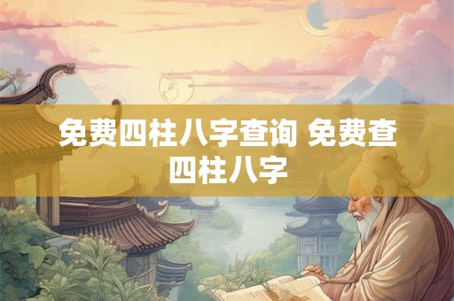 免费四柱八字查询 免费查四柱八字