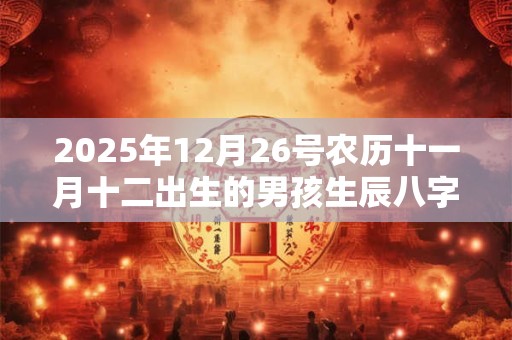 2025年12月26号农历十一月十二出生的男孩生辰八字起名
