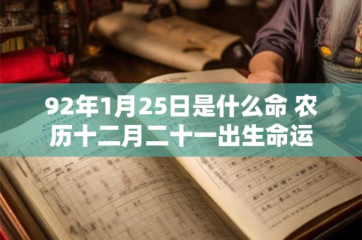 92年1月25日是什么命 农历十二月二十一出生命运