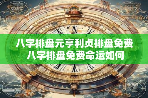八字排盘元亨利贞排盘免费 八字排盘免费命运如何