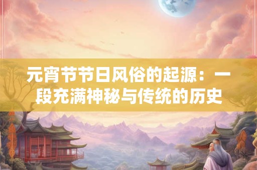 元宵节节日风俗的起源：一段充满神秘与传统的历史