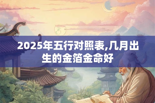 2026年五行对照表,几月出生的金箔金命好