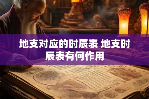 地支对应的时辰表 地支时辰表有何作用